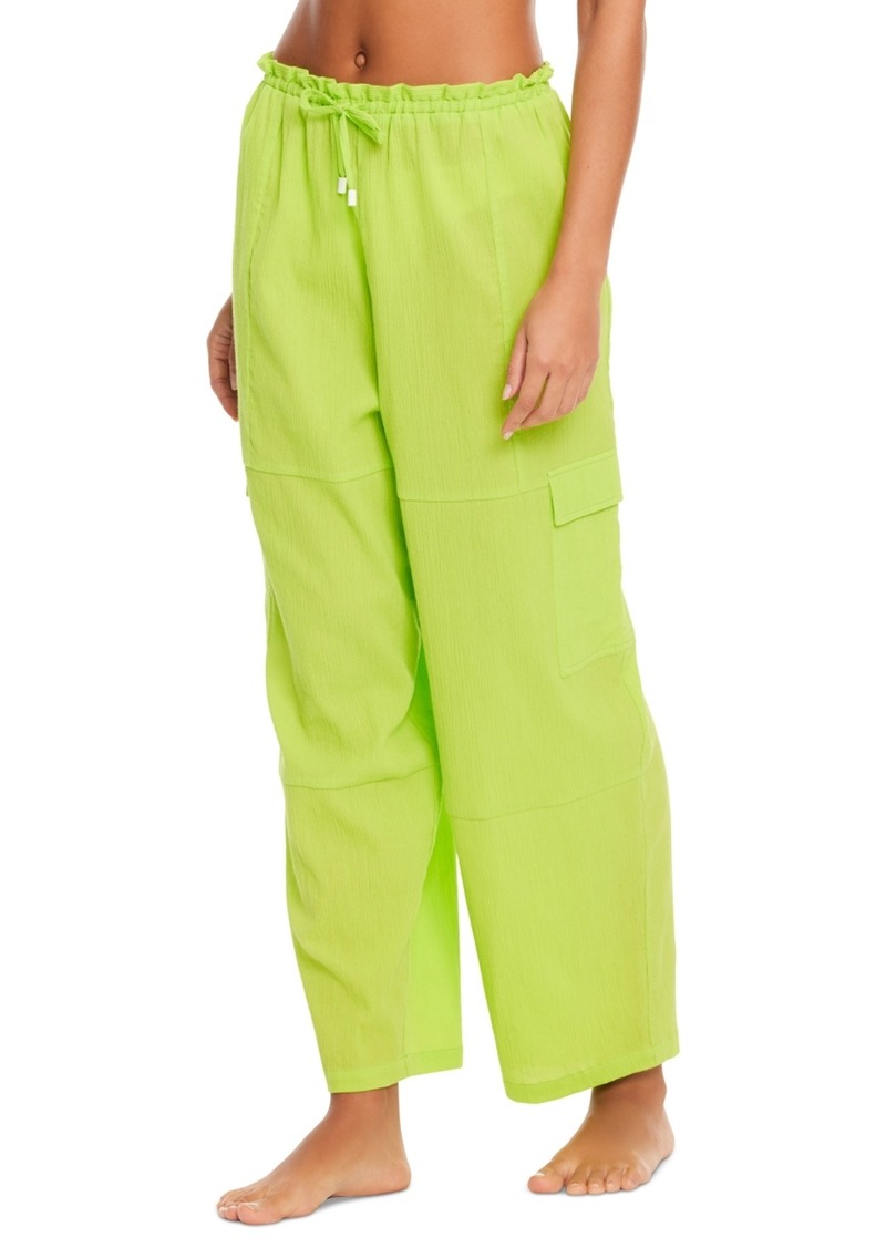 Sanctuary Women's Barrel-Leg Cover-Up Cargo Pants - Electric Green