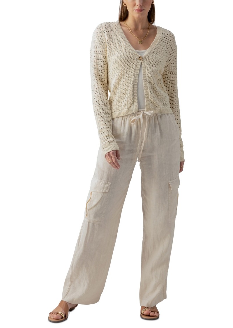 Sanctuary Women's Cotton Open-Knit Button-Front Cardigan - Birch