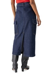 Sanctuary Women's Essential Denim Midi Cargo Skirt - Magnetic