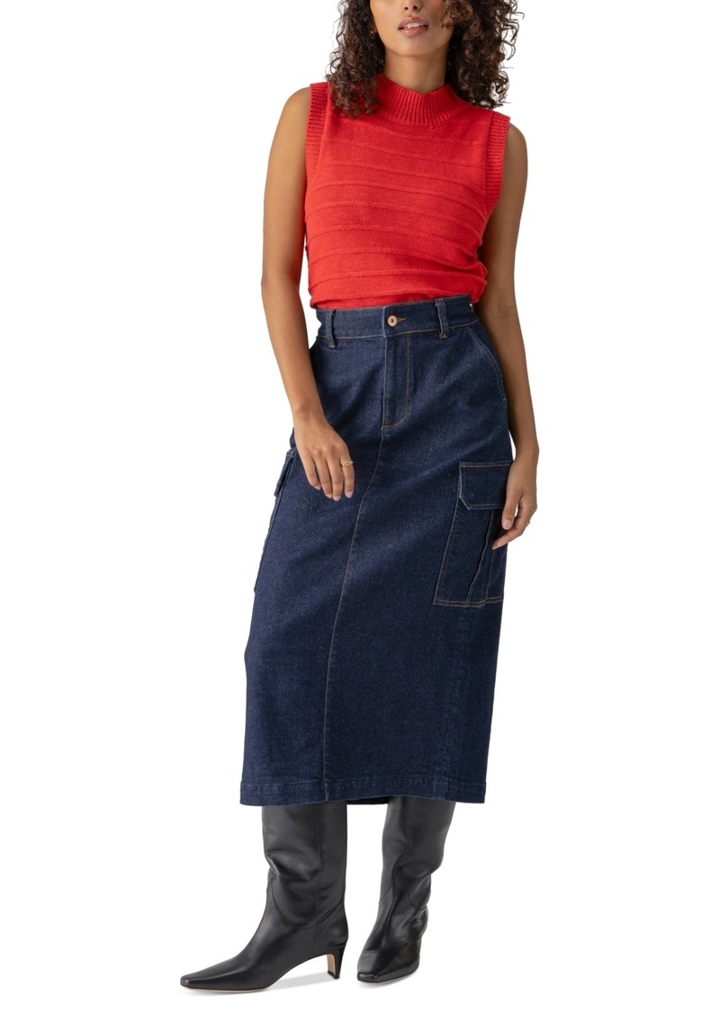 Sanctuary Women's Essential Denim Midi Cargo Skirt - Magnetic