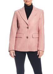 Sanctuary Women's Faux Leather Single-Breasted Blazer Jacket with Corset Back - Dusty pink