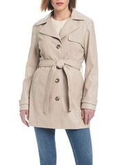 Sanctuary Women's Faux Leather Single-Breasted Fitted Trench Coat - Distressed rose smoke