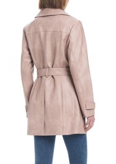 Sanctuary Women's Faux Leather Single-Breasted Fitted Trench Coat - Distressed rose smoke