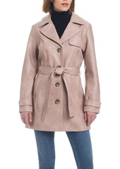 Sanctuary Women's Faux Leather Single-Breasted Fitted Trench Coat - Distressed rose smoke