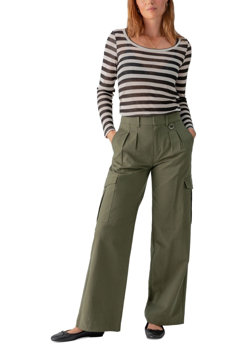 Sanctuary Women's Frankie Wide-Leg Pleated Cargo Pants - Dark Olive