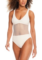 Sanctuary Women's Mesh High-Leg One-Piece Swimsuit - White Sand