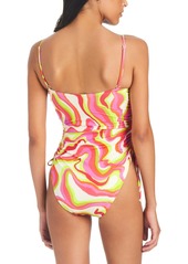 Sanctuary Women's Neon Swirl Ruched-Side Swimsuit - Multi