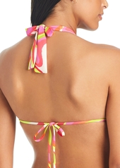 Sanctuary Women's Neon Swirl Tie-Front Ruffled Halter Swim Top - Multi
