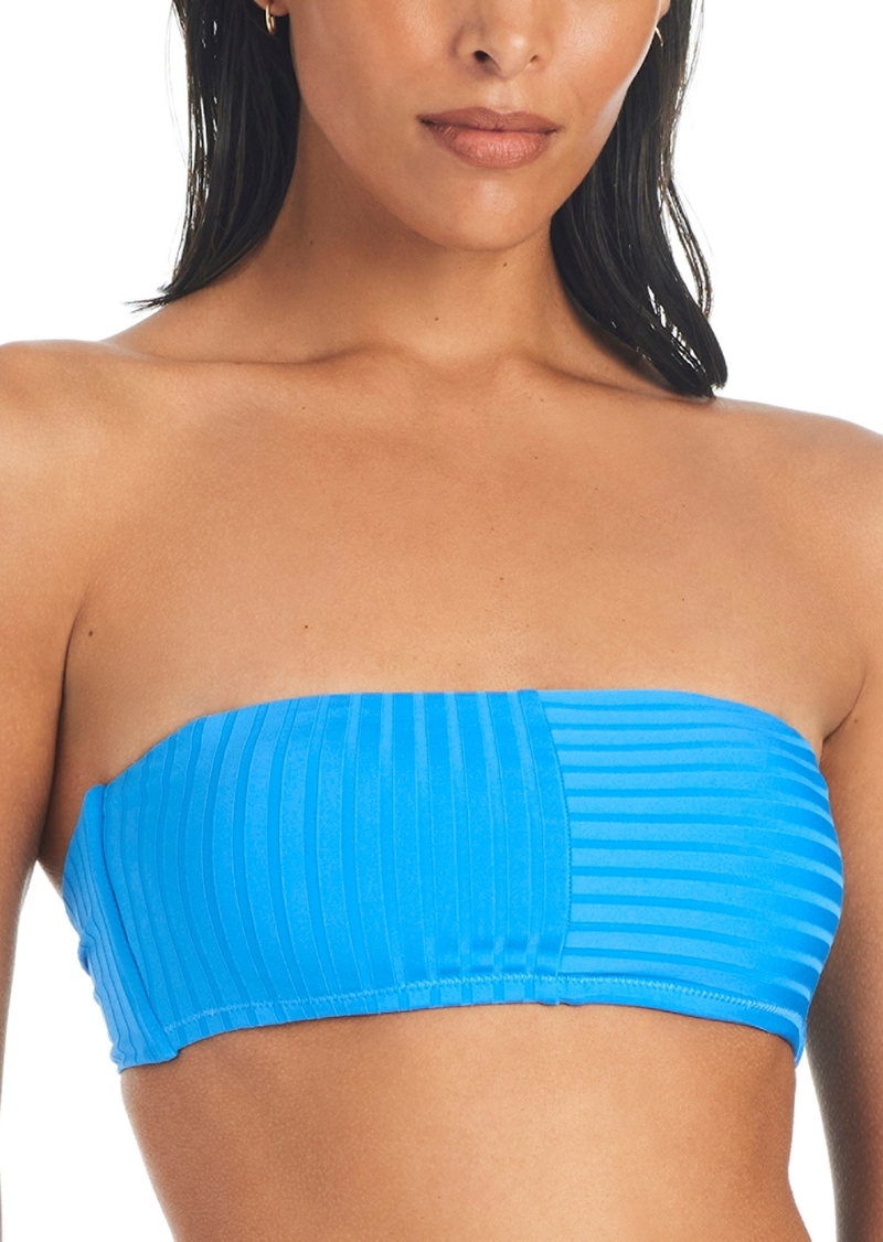 Sanctuary Women's Refresh Rib Striped Bandeau Bikini Top - Blue Moon
