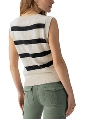 Sanctuary Women's Striped Cotton Shell Sweater Vest - Eco Nat./Black Stripe