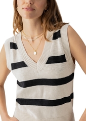 Sanctuary Women's Striped Cotton Shell Sweater Vest - Eco Nat./Black Stripe