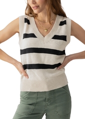 Sanctuary Women's Striped Cotton Shell Sweater Vest - Eco Nat./Black Stripe