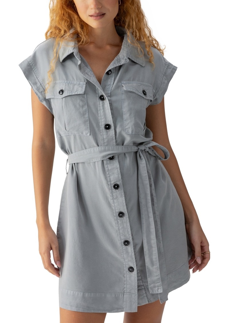 Sanctuary Women's Theo Belted Cap-Sleeve Button-Up Dress - Eucalyptus