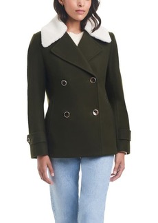 Sanctuary Wool Blend Coat with Removable Faux Shearling Collar
