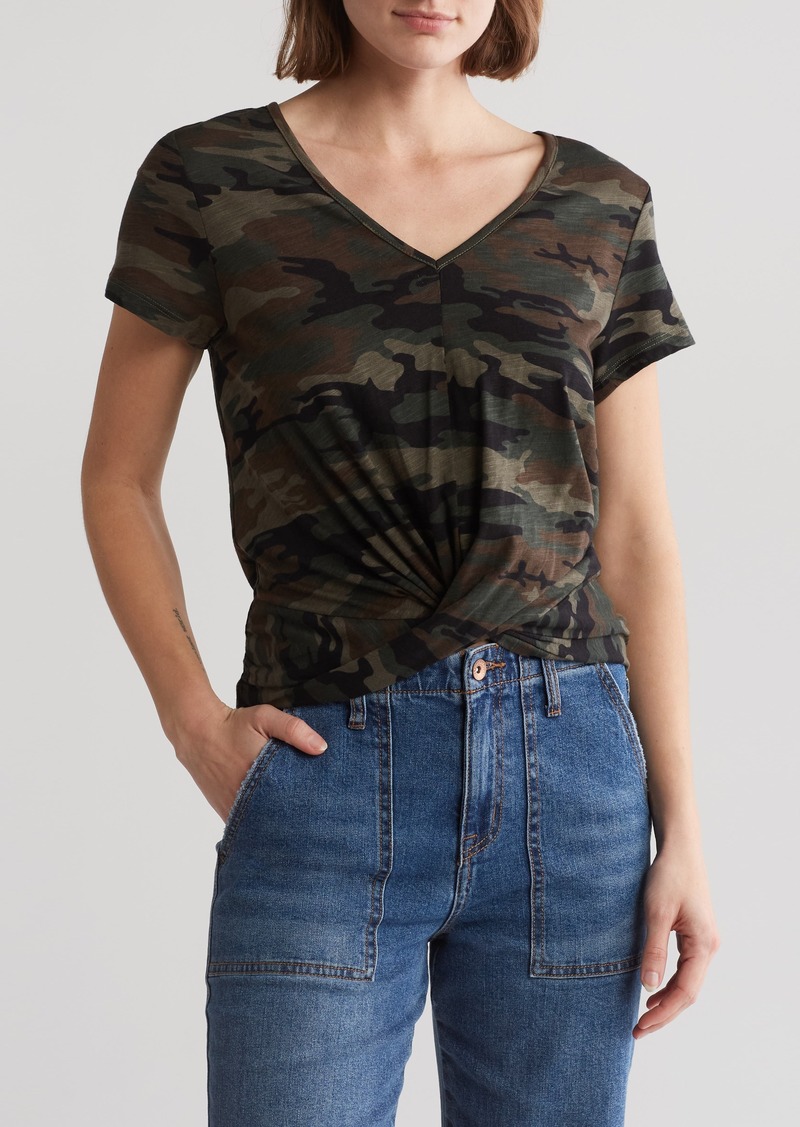 Sanctuary Wrap Up Twist Hem T-Shirt in Mother Nature Camo at Nordstrom Rack
