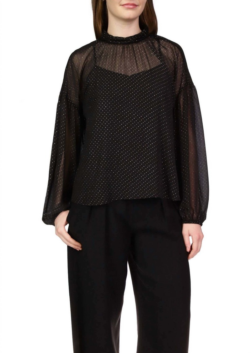 Sanctuary Sheer Volume Metallic Top In Black