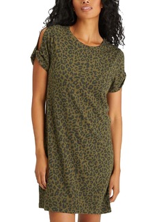 Sanctuary So Twisted Womens Animal Print Cut-Out T-Shirt Dress