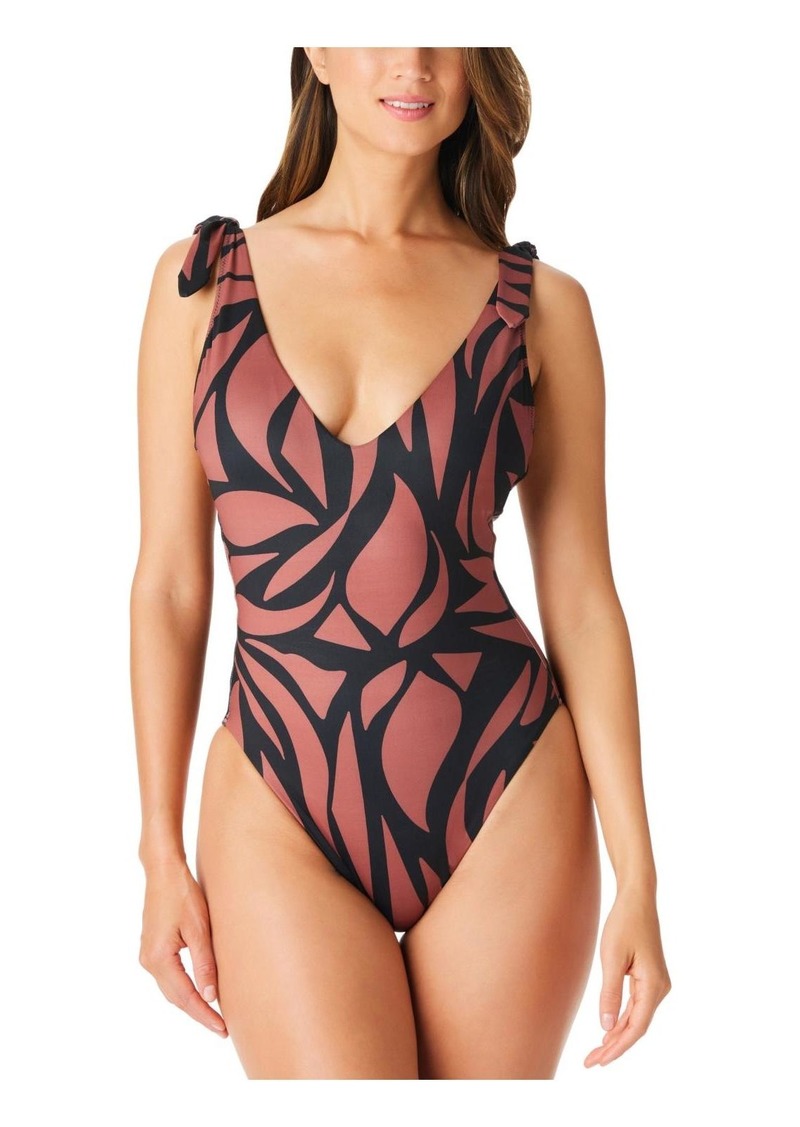 Sanctuary Womens Animal High-Leg One-Piece Swimsuit