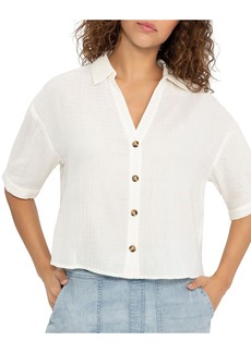 Sanctuary Womens Button Front Collared Blouse