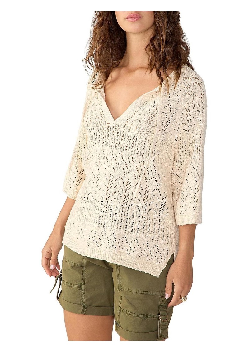 Sanctuary Womens Cotton Open Stitch Pullover Sweater