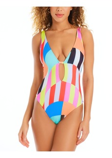 Sanctuary Womens Cut-Out Stripe One-Piece Swimsuit