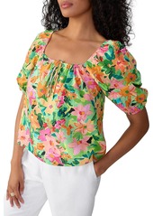 Sanctuary Womens Printed Square Neck Blouse