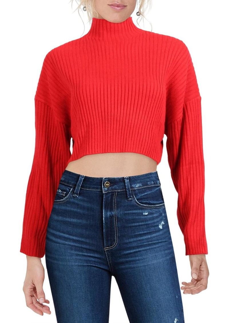 Sanctuary Womens Ribbed Knit Crop Sweater