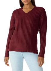 Sanctuary Womens Ribbed V-Neck Pullover Sweater