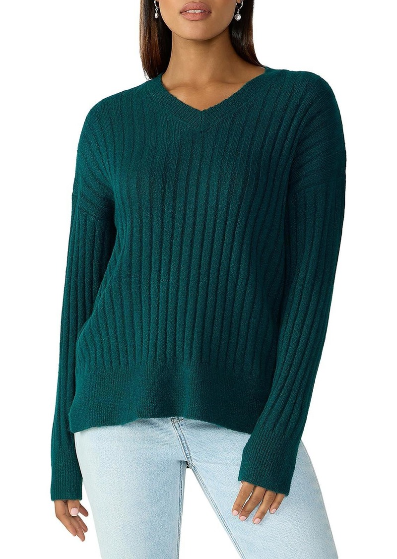 Sanctuary Womens Ribbed V-Neck Pullover Sweater