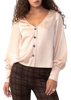 Sanctuary Womens Satin Extended Cuff Blouse