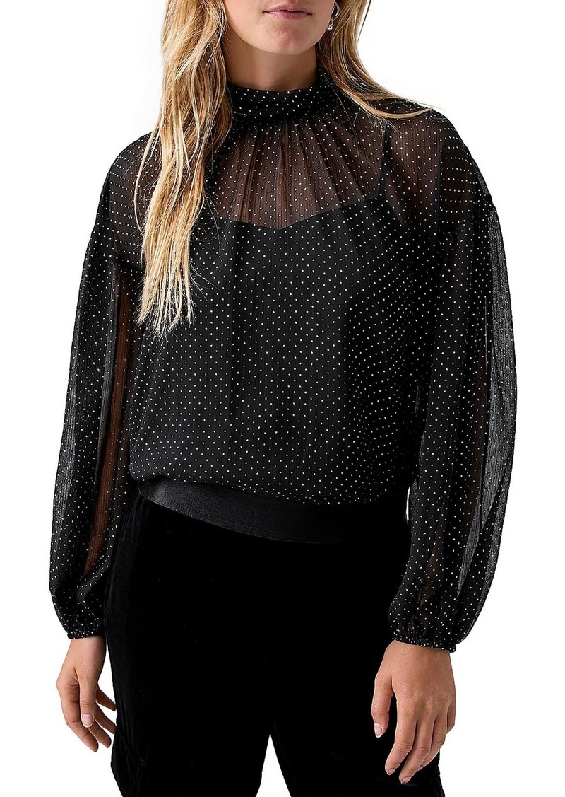 Sanctuary Womens Sheer Polka Dot Blouse