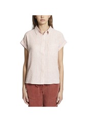 Sanctuary Womens Striped Short Sleeve Button-Down Top