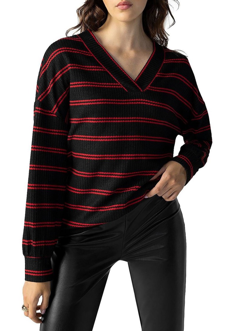 Sanctuary Womens Waffle Striped Pullover Sweater