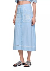 Sandro -Embroidered Maxi Skirt