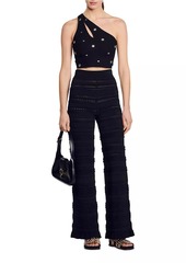 Sandro Asymmetrical Crop Top