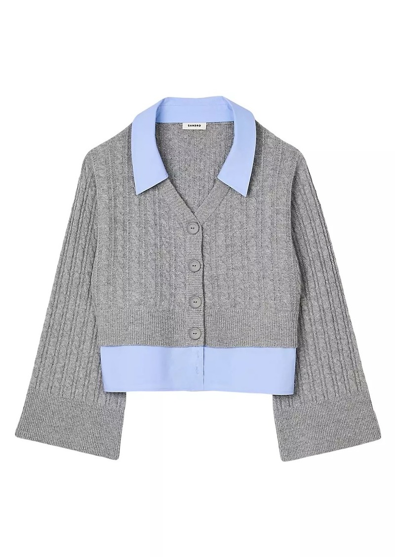 Sandro Cardigan with Removable Shirt Collar