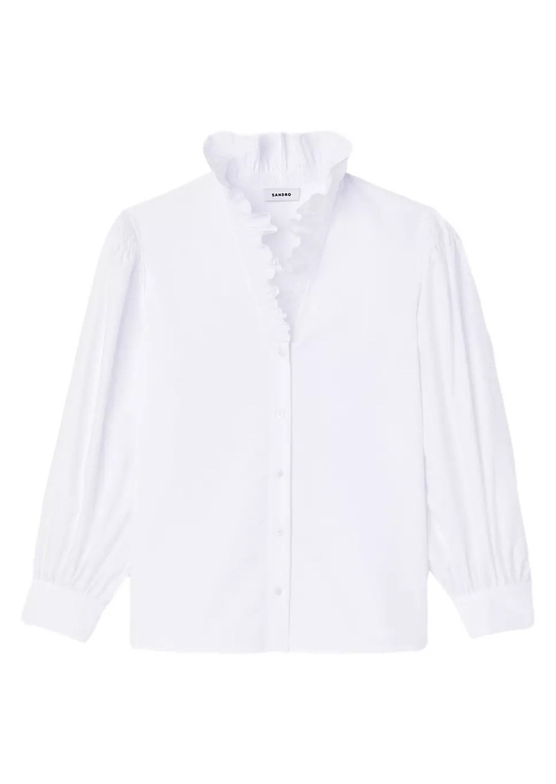 Sandro Cotton Shirt With Fancy Collar