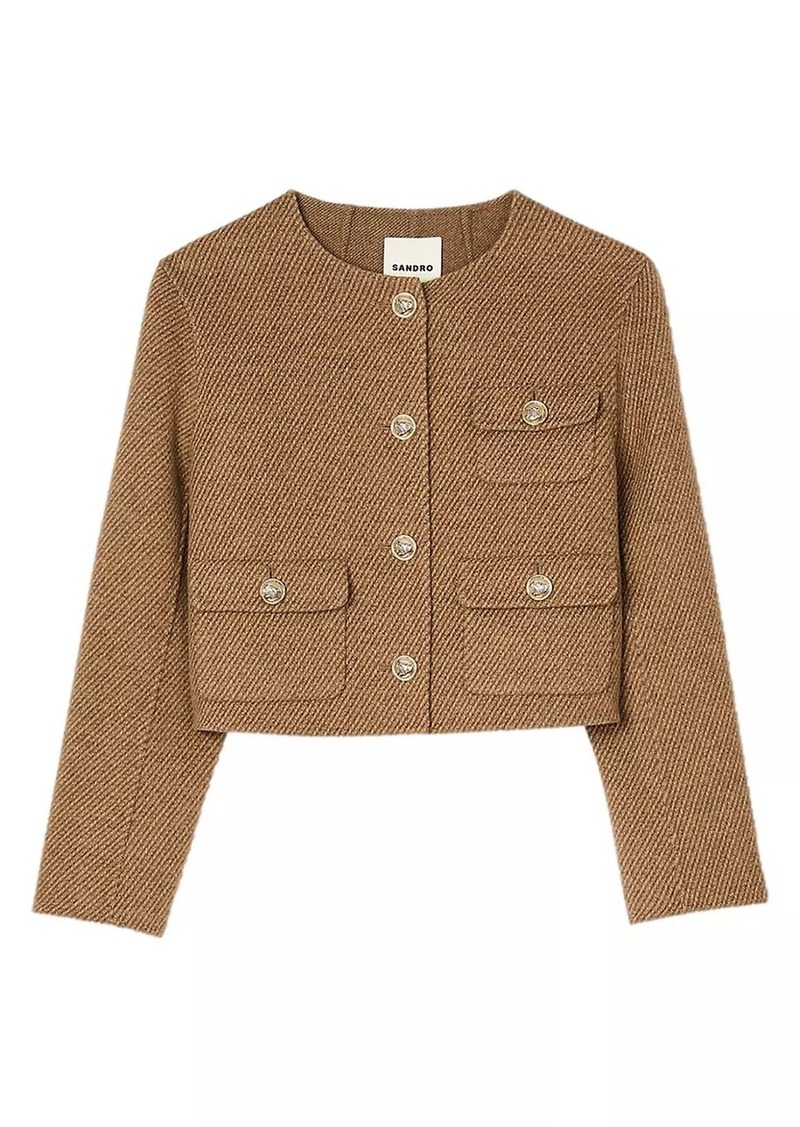 Sandro Cropped Button-Down Jacket