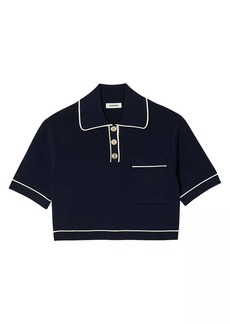Sandro Cropped Polo-Neck Jumper