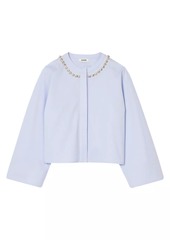 Sandro Cropped Shirt with Jewel Trim Collar