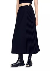 Sandro Curb Chain Buckle Pleated Skirt