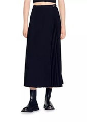 Sandro Curb Chain Buckle Pleated Skirt