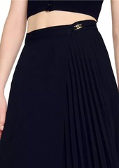 Sandro Curb Chain Buckle Pleated Skirt