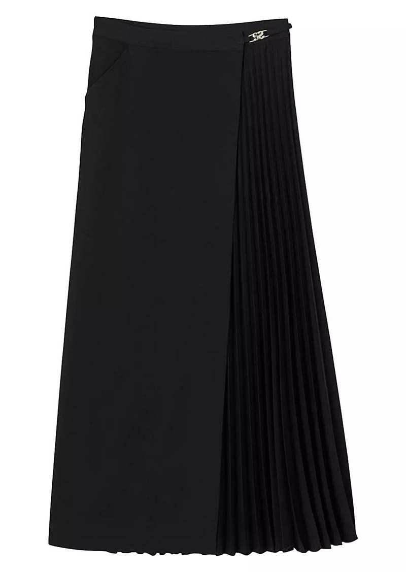 Sandro Curb Chain Buckle Pleated Skirt