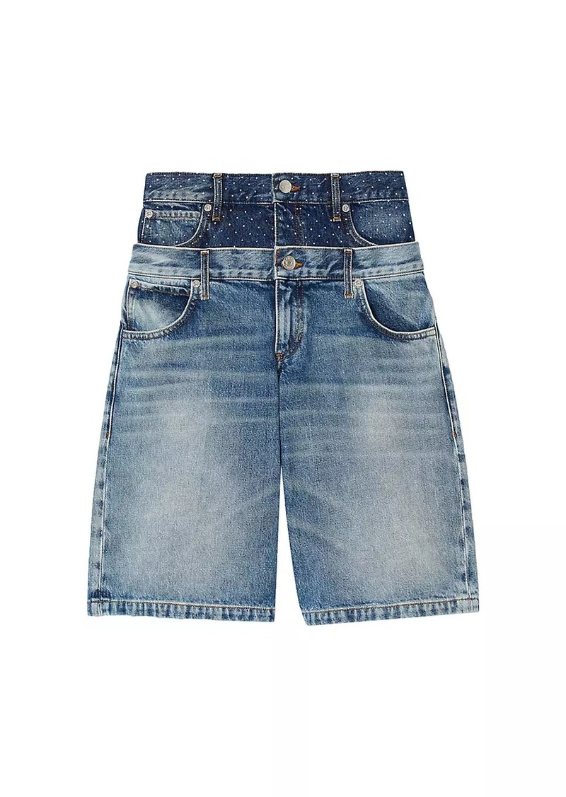 Sandro Double-Waisted Denim Bermuda Shorts