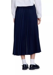 Sandro Dual Material Denim Pleated Skirt