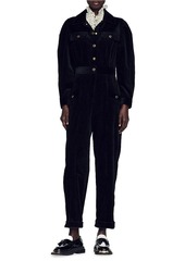 Sandro Fitted Long-Sleeve Corduroy Jumpsuit