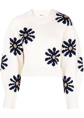Sandro floral-intarsia cropped jumper
