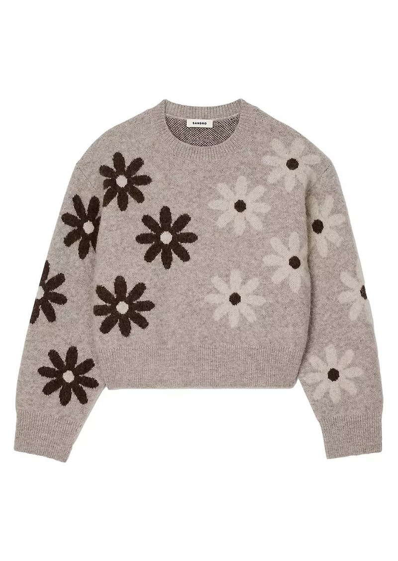 Sandro Floral Knit Sweater