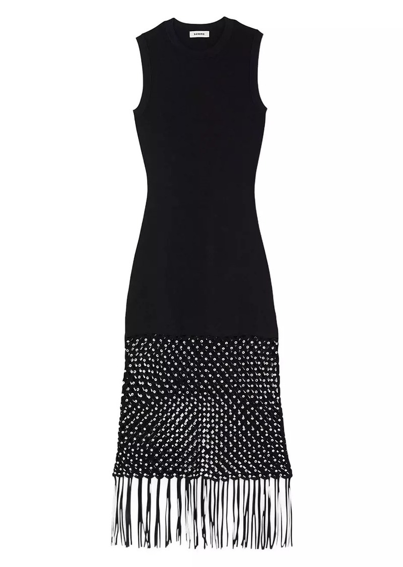 Sandro Fringed Knit Dress